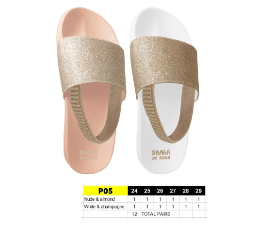 P05 - Claquettes Enfant avec élastique - du 24 au 29 - 2 couleurs - 12 paires